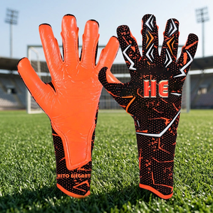 Gants de gardien de but de football Kint noirs et orange à protection des doigts, en latex, très demandés - Product Image 5