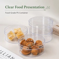 Boîte alimentaire empilable en PS de qualité alimentaire à haute transparence avec couvercle pour biscuits, gâteaux, pâtisseries, thé, café en grains, noix, salades séchées 380 ml