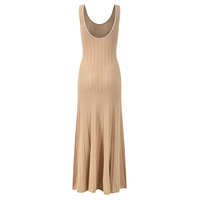 Robe longue sans manches en maille pour femme, nouvelle collection, haute qualité, style élégant, avec poches décorées de fleurs en perles, idéale pour le quotidien