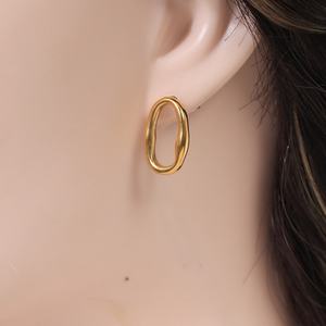 French Vintage Geometric Stainless Steel <b>Earrings</b> Irregular Ellipse Minimalist Unisex Jewelry Hypoallergenic Luxury <b>Earring</b> - Product Image 2