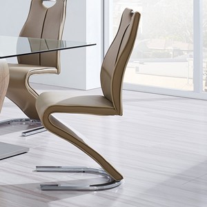 <b>Brown</b> Modern Fabric <b>Dining</b> <b>Chairs</b> with Metal Legs (Kit of 2) - Product Image 2