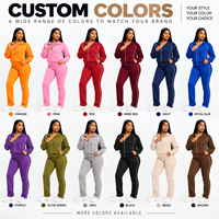 Ensemble streetwear personnalisé pour femme : veste zippée et pantalon évasé, durable, écologique, avec passepoil contrastant, survêtement 2 pièces décontracté