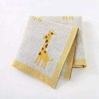 Housse de couette bébé en jacquard tricoté motif girafe de dessin animé, nouvelle collection, très populaire, pour poussette et lit