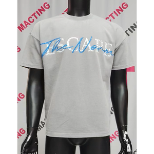 เสื้อยืดผ้าฝ้าย100โอเวอร์ไซส์สำหรับผู้ชายเสื้อยืดวินเทจแบบครอปโอเวอร์ไซส์ลายกราฟิกพลอยเทียม - Product Image 4