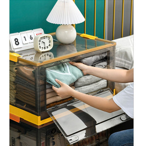 家用服装书籍和玩具多用途聚丙烯塑料折叠环保耐用透明储物盒 - Product Image 2