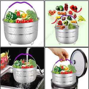 Cesta de vapor de acero inoxidable 304 Syh416 al por mayor, accesorios para olla a presión con mango recubierto de silicona - Product Image 3