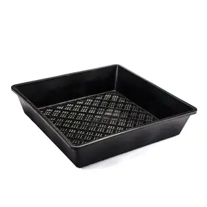 LT299 Big Black Nursery Propagation Germination Seed Tray Plant Grow Indoor Hydroponic Trays No Holes Rice seedling trays