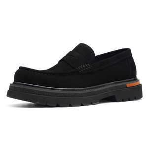 Cross-border thick-soled round-toe British casual <b>shoes</b> for men, black faux leather, business style men's <b>shoes</b> - Product Image 3