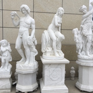 庭等身大ギリシャ筋肉男性とセクシーな女性大理石の石像彫刻 - Product Image 3