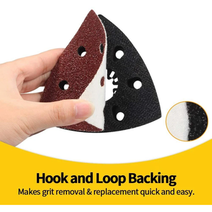 Stock local aux États-Unis - 100 disques de papier abrasif triangulaires à boucles et crochets, compatibles avec les outils multifonctions oscillants, 60/80/100/120/240 #   Disques de ponçage - Product Image 4
