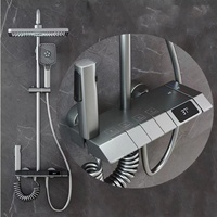 Robinet de douche à bouton piano en laiton 2022, thermostat, affichage numérique, douche intelligente, ensemble de douche