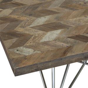 Meuble <span class=keywords><strong>scandinave</strong></span> vintage avec base en acier inoxydable, bois, nouvelle collection, décoration artistique, table à <span class=keywords><strong>manger</strong></span> carrée - Product Image 3