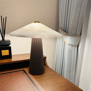 Lámpara de Mesa de Mármol Natural Español, LED E27, con Interruptor, Lámpara de Escritorio de Diseño Nórdico Moderno y Minimalista para Dormitorio o Sala de Estar - Product Image 2