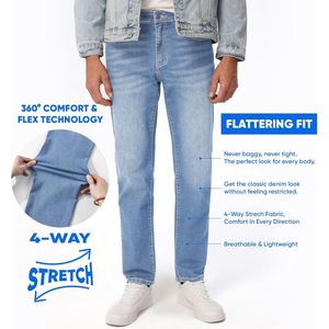 Pantalones Vaqueros Elásticos para Hombre FOXA, Corte Regular, Pierna Recta, Casuales, de Mezclilla, Peso Medio, Tejido de Algodón Transpirable - Product Image 4