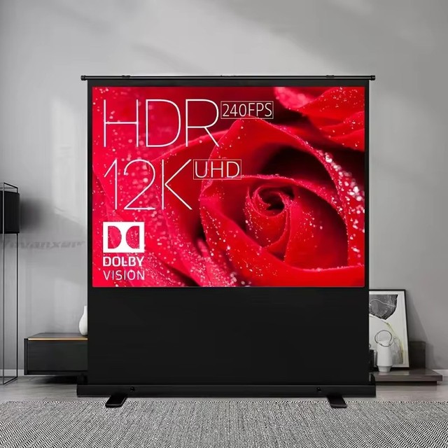 HEYU 60" 4:3 Portable Manual Pull up Floor Projection Screen /Retractable Roll up Projector Screen Portable