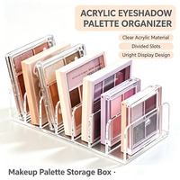 Support de rangement vertical en acrylique transparent pour palettes de maquillage, avec compartiments divisés pour palettes de fards à paupières et compacts plats, organisateur de coiffeuse