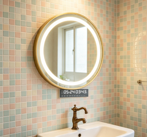 Round <b>LED</b> Bathroom Mirror Illuminated Wall Mounted <b>Vanity</b> Mirror Touch Screen Dimmable Hotel Washroom Mirror - Product Image 4