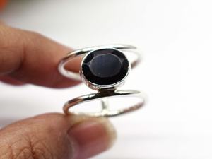 925 Sterling Silver Oval Shape Natural <b>Black</b> Onyx Cabochon Gemstone Handmade <b>Ring</b> - Product Image 4
