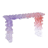 Table console en acrylique empilable à dégradé de couleurs, structure transparente contemporaine en blocs, meuble d'entrée, buffet haut de gamme pour villa