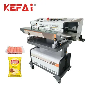 KEFAI Machinery Vertical Continuous Band Vacuum Sealer Com Nitrogênio Gás Flushing Enchimento Saco De Plástico Máquina De Selagem Térmica