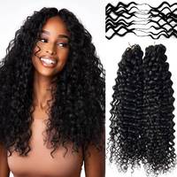 Extensions de cheveux humains brésiliens au crochet Raw Miracle Knots - Texture Water Wave, pré-séparées, fixation micro-anneaux Feather, 14"-24"