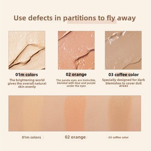 Palette de correcteur crémeux <span class=keywords><strong>FLORTTE</strong></span> trois couleurs, palette d'illuminateur deux couleurs, éclaircit le teint, maquillage - Product Image 3