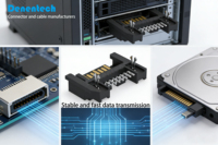 Conector Denentech SATA de 7 Pines Macho SMT, Contactos de Latón Chapados en Oro, Adaptador Recto para PCB, para Almacenamiento en Disco Duro
