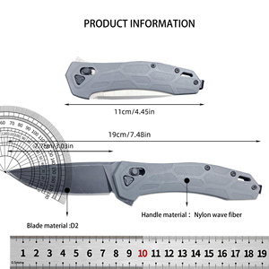 Couteau pliant tactique de survie en acier D2 2042 avec manche en fibre de nylon, logo personnalisé, couteau de chasse <span class=keywords><strong>EDC</strong></span> pour l'extérieur, cadeau pour homme - Product Image 2