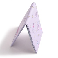 Miroir de maquillage pliable rectangulaire en cuir PU, motif mignon, portable, vente en gros