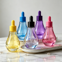 Flacon compte-gouttes en verre transparent rond créatif de 30 ml avec étiquettes personnalisées OEM/ODM pour le stockage d'huiles essentielles, de parfums et d'essences