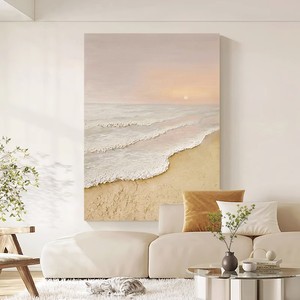 Hand Painted Oil Painting Beach Sunrise Landscape Modern Minimalist Living Room Wall Art Unframed Impressionism Style Decor - Product Image 1