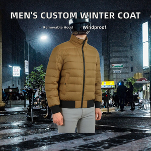 Stock Customizable Casual <b>Winter</b> Men's Motorcycle Coats Rib Hem Cuff Detachable Hood <b>Waterproof</b> Windproof Reversible Plain Dyed - Product Image 2
