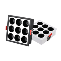 Spot encastré LED multi-têtes personnalisé, carré et rond, matriciel, anti-éblouissement, 4W 6W 16W, éclairage commercial intérieur