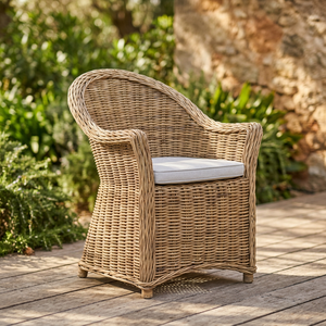 Kubu Gray Sustainable Rattan Dining Arm <b>Chairs</b> Modern Eco-Friendly Dining Room Furniture for Home Bar Kitchen Use Washable - Product Image 2