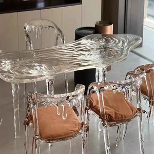 Table à thé en cristal époxy Transparent glacier liquide cascade table table à manger arche villa meubles de salon - Product Image 1