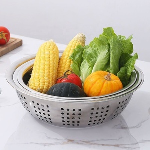 Panier <span class=keywords><strong>de</strong></span> drainage perforé en acier inoxydable avec bac <span class=keywords><strong>de</strong></span> trop-plein épaissi, <span class=keywords><strong>un</strong></span> évier <span class=keywords><strong>de</strong></span> <span class=keywords><strong>cuisine</strong></span> polyvalent pour laver les légumes et les tamiser - Product Image 4