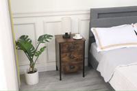 Armoire de rangement pour salon en bois durable et écologique, style industriel rustique brun, 3 tiroirs, avec pieds en métal noir, grande capacité