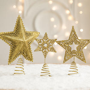 Adorno de árbol de Navidad con forma de estrella brillante, decoraciones navideñas, adornos para árboles de Navidad, decoración festiva de temporada, dorado - Product Image 1