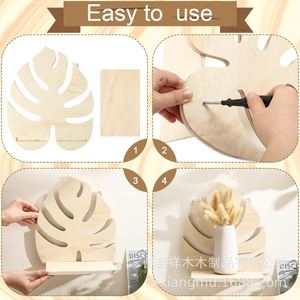 Wooden Monstera Leaf <b>Wall</b> <b>Shelf</b> Natural Color <b>Wall</b> <b>Mounted</b> Plant Display Decor For Indoor Home Office Decoration - Product Image 3