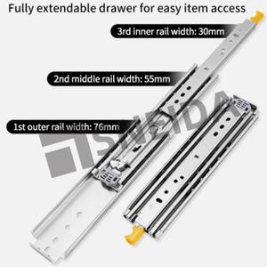 SNEIDA SND3076 Correderas telescópicas de alta resistencia con bloqueo para cajones, capacidad de carga de 225 kg, riel de rodamiento de bolas para uso industrial - Product Image 2