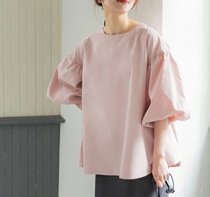 Thời Trang Mới Nữ Loose Fit Áo Cotton Tay Đèn Lồng Cổ Tròn Quá Khổ Top Mùa Hè Thường Ngày Phong Cách Hàn Quốc - Product Image 4