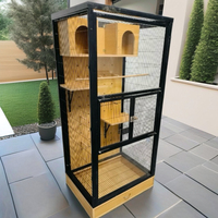 Vitrine de cage à oiseaux en bois de luxe Volière en bois massif pour animaleries