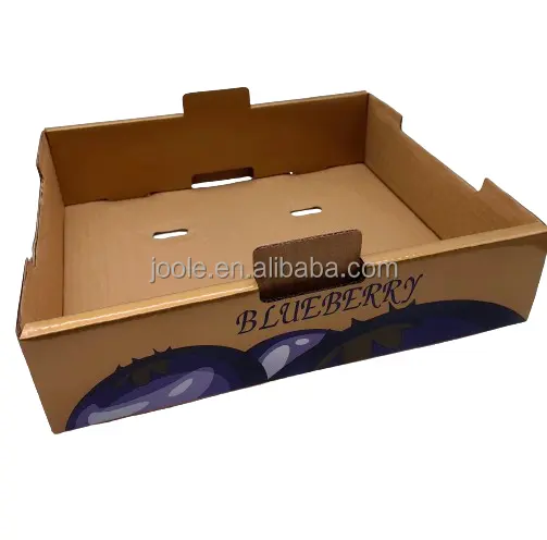 Customized Design Waterproof Kraft Packaging Boxes for Fruits Blueberry Strawberry Orange Shipping Stock Cartons Fruit Tray Box