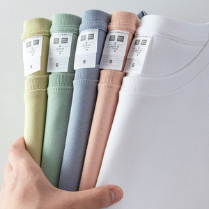 Short-sleeved T-<b>shirt</b> <b>Men's</b> Pure Cotton Round <b>Collar</b> <b>High</b> Quality Solid Color Loose Weight Combed Cotton Bottom <b>Shirt</b> - Product Image 6
