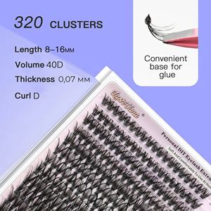 Cils individuels en grappe style latino DIY, 12-18mm, volumineux, effet dramatique, look audacieux - Product Image 2