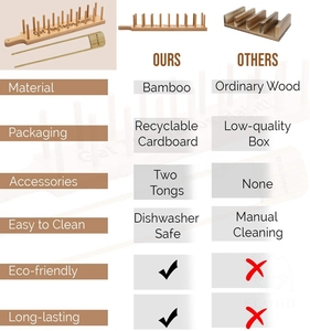 Plateau de support de plaque de support de taco en bambou avec 2 pinces, support peut contenir 8 tacos à coque souple ou dure - Product Image 4