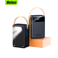 Batterie externe de haute qualité PD 22,5 W à charge rapide avec câble, 100 000 mAh, 6 sorties, station d'alimentation portable avec lampe LED