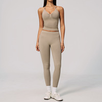 Set Yoga Tanpa Jahitan Baru, Atasan Tank Top dan Legging, Pakaian Olahraga Wanita Cepat Kering untuk Lari di Luar Ruangan, Bra Olahraga dan Legging