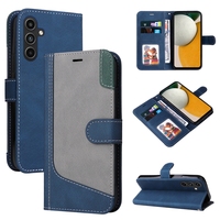 Étui portefeuille en cuir bicolore pour Samsung Galaxy S25 Ultra S24 Plus A06 A16 A26 A36 A56 M35 M55 M62 M15 – Housse à rabat bicolore