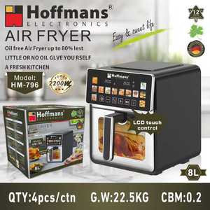 Freidora de Aire Hoffmans de 8L con Cajón, 220V 2200W, Temperatura Ajustable, Ventana Visible, Pantalla Táctil LCD, Horno Doméstico Inteligente, África Occidental, Hoffmans HM-79 - Product Image 3